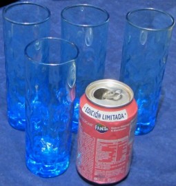 Vaso Vidrio AZUL Tubo 16 alto x 6 boca (2)